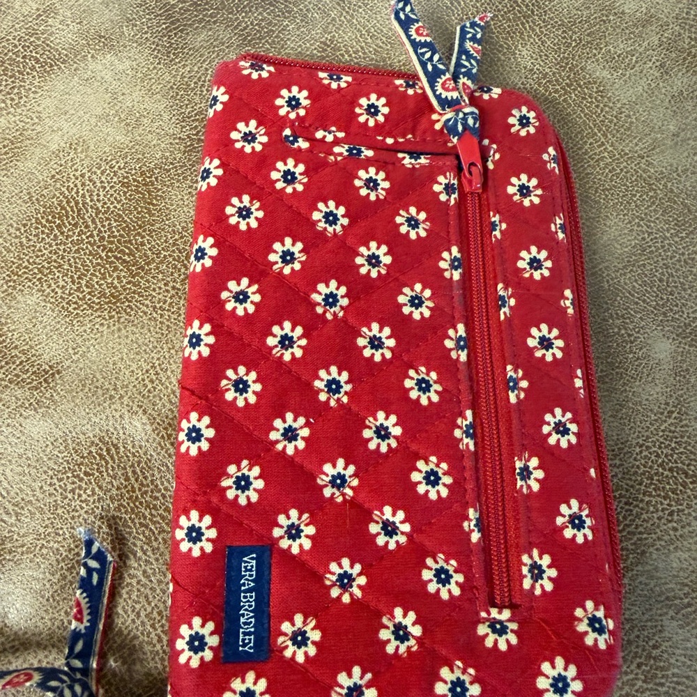 Vintage Vera Bradley Red and White Floral Quilted Pouch